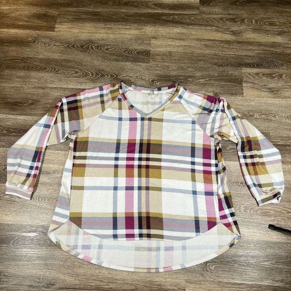 Cato Shirt Womens Plus‎ Size 18/20W Plaid LS Tunic